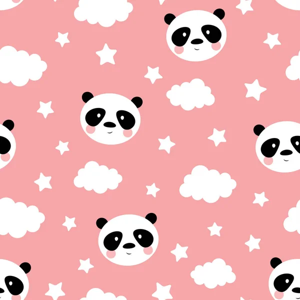 Schattige panda naadloze patroon — Stockvector