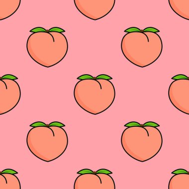 Pembe şeftali ve yaprakları ile Dikişsiz desen