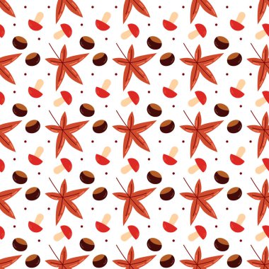 dikişsiz sonbahar yaprakları desen kestane