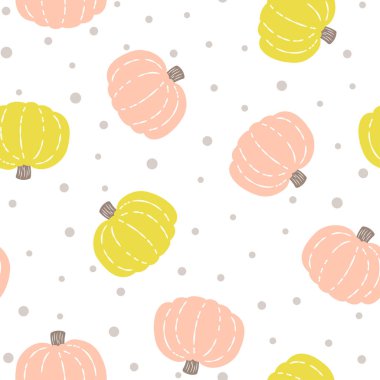 Beyaz arka planda renkli kabaklar ile dikişsiz desen