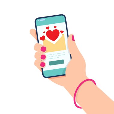 Ekranda aşk mesajları ile el tutma akıllı telefon