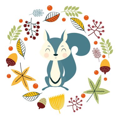 sincap ve yaprakları ile sonbahar kartı