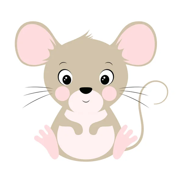 Souris mignonne isolée sur blanc — Image vectorielle