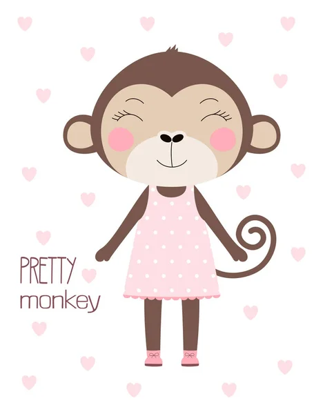 卡与漂亮的猴子 — 图库矢量图片