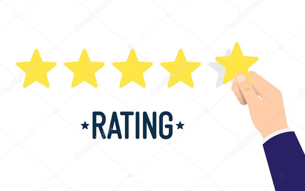 Customer reviews, rating, classification concept. Rank. Five stars