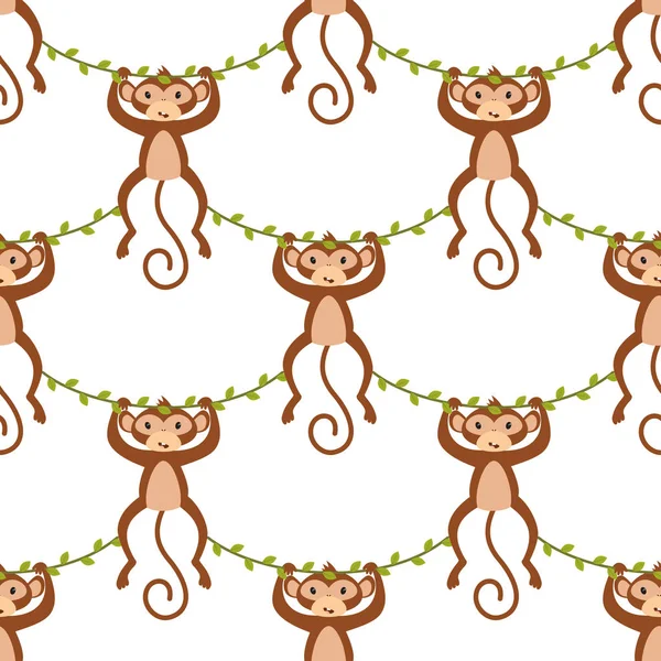 Wzór z małpą na białym tle — Wektor stockowy