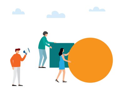 Bir küreyi iten iş adamı, kutuları iten adama karşı yarışı yönetiyor..