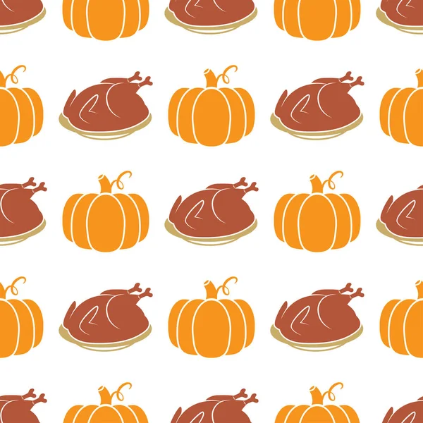 Turquía y calabaza patrón de Acción de Gracias — Vector de stock