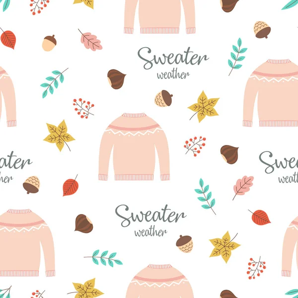Patrón de otoño con suéter — Archivo Imágenes Vectoriales