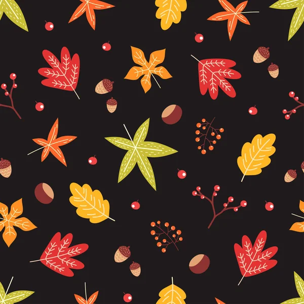 Patrón de hojas color otoño cálido — Vector de stock