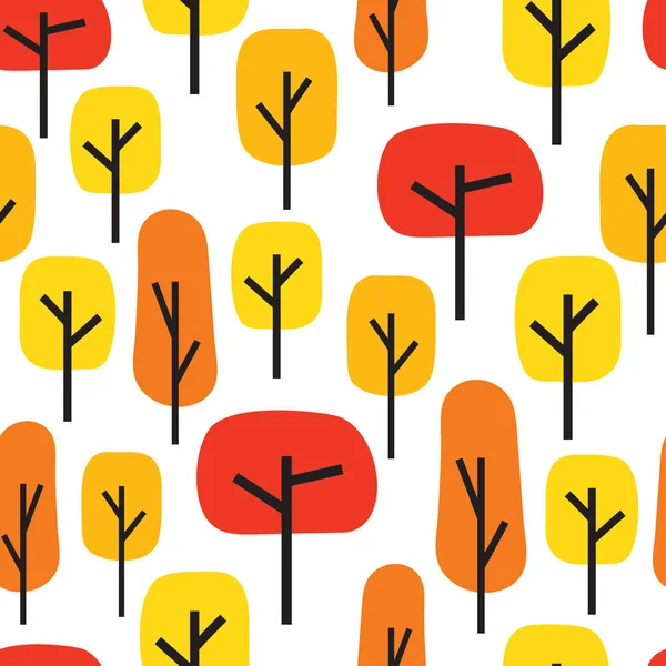 Autumn trees seamless pattern — Stock Vector