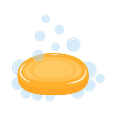 Beyaz arkaplanda baloncuklu sabun çubuğu, vektör illüstrasyonu