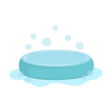 Beyaz arkaplanda baloncuklu sabun çubuğu, vektör illüstrasyonu