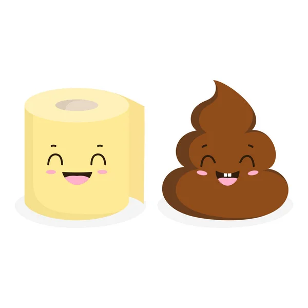 Schattig Glimlachen Vrolijk Grappig Poep Papier Roll Geïsoleerd Witte Achtergrond — Stockvector