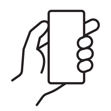 Akıllı telefon, el ikonu. Beyaz arkaplanda izole edilmiş vektör illüstrasyonu.