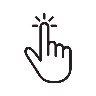 Hand touch, tap or click line vector icon, hand pointer. Vector Illustration clipart