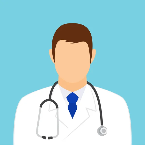 Doktor Ikonu Beyaz Önlüklü Steteskoplu Bir Erkek Doktor Vektör Illüstrasyonu — Stok Vektör