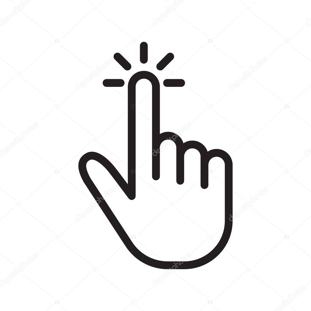 Hand touch, tap or click line vector icon, hand pointer. Vector Illustration