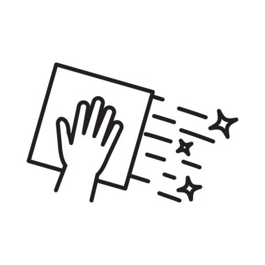 Peçete simgesi temizliyorum. Yüzey silme, dezenfeksiyon Vektör çizimi