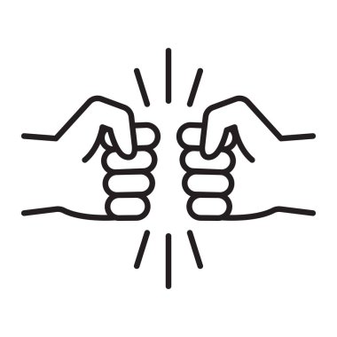 Yumruk çizgisi simgesi. Kardeş jesti, arkadaşlık işareti. Beyaz arkaplanda vektör illüstrasyonu