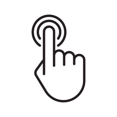 Çift hat ikonu. Parmak dokunuşu, imleç işareti sembolü. Beyaz arkaplanda vektör illüstrasyonu