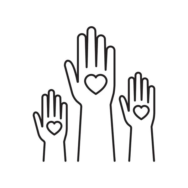 心脏在你的手掌 慈善和捐赠的概念 分享爱 矢量说明 — 图库矢量图片