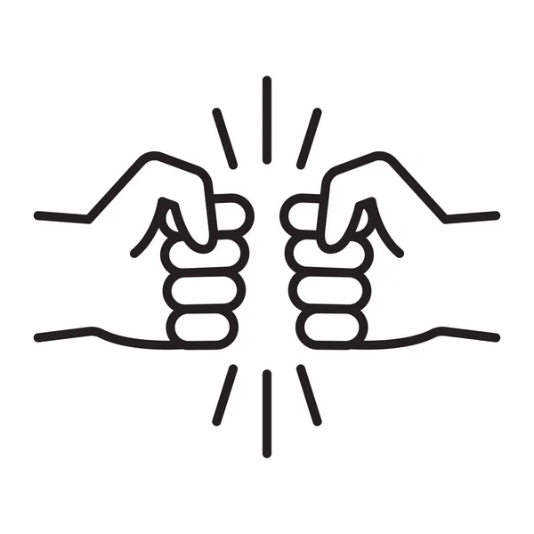 Піктограма Лінії Кулака Брати Жест Знак Дружби Векторні Ілюстрації Білому — стоковий вектор