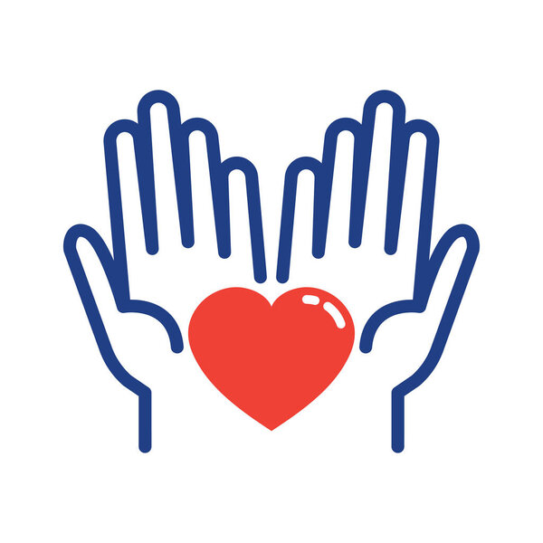 Helping hand with heart shape. Global day of charitable giving. Giving Tuesday. Vector illustration.