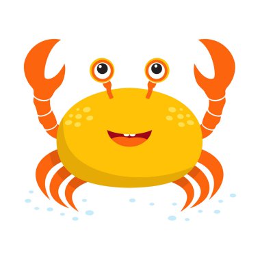 Beyaz arka planda sevimli yengeçli kart, sevimli bebek hayvanlar.