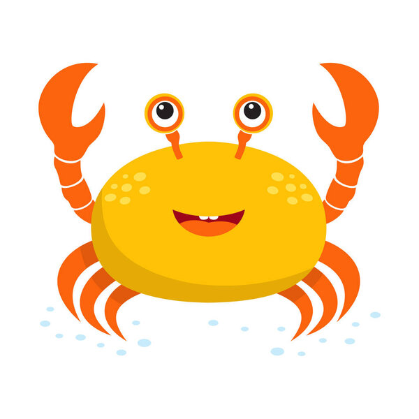 карта с милым крабом, изолированным на белом фоне, милые животные
