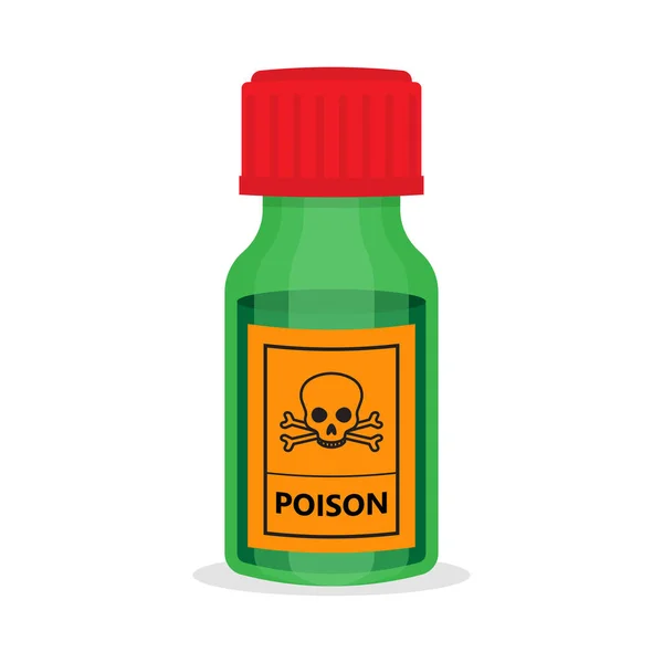 装有有毒化学溶液的绿色玻璃瓶 在白色背景上隔离的一壶毒药 矢量说明 — 图库矢量图片