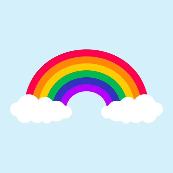 Farbe Regenbogen Mit Wolken Blauen Himmel Vektorillustration — Stockvektor