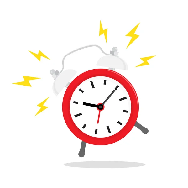 Reloj Despertador Rojo Sonando Icono Vectorial Aislado Sobre Fondo Hora — Archivo Imágenes Vectoriales