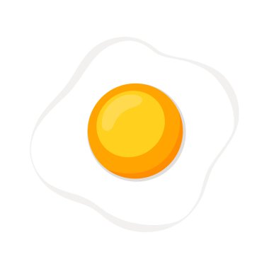 Beyaz arka planda güzel bir sahanda yumurta, vektör çizimi, kahvaltı yemeği