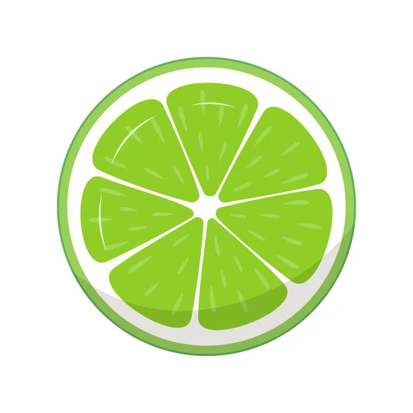 Tranche Exotique Fraîche Fruit Citron Vert Isolé Sur Fond Blanc — Image vectorielle