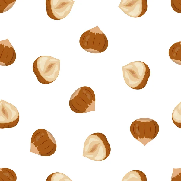 Seamless wallpaper with hazelnuts Vektor Stok, Ilustrasi Seamless