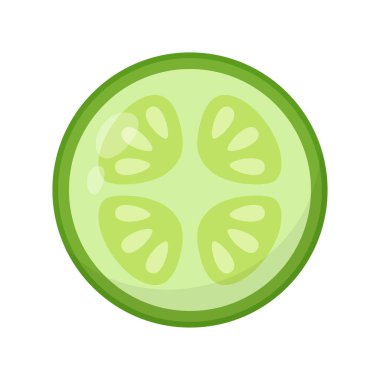 Taze yeşil vektör salatalık dilimi beyaz arka planda izole edilmiş, sebze, sağlıklı yiyecek