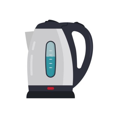 Elektrik ısıtıcısı beyaz arka planda izole edilmiş. Mutfak ve alet edevat. Vektör illüstrasyonu.