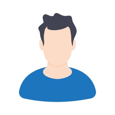 Beyaz arkaplandaki Avatar erkek simgesi, vektör illüstrasyonu