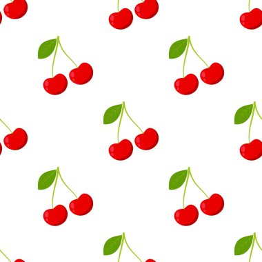 kirazlar pürüzsüz desen, beyaz arkaplanda yalıtılmış böğürtlen, vektör illüstrasyonu