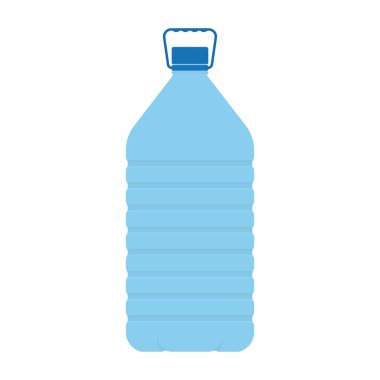 Büyük plastik su şişesi, beyaz arka planda izole edilmiş. Saplı fıçı, vektör illüstrasyonu