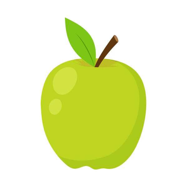 green apple isolated on white background, whole ripe fruit, vitamin organic food