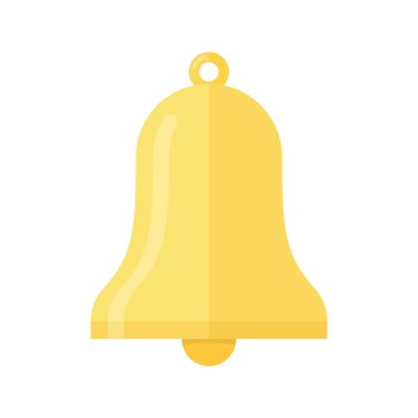 Bell yassı ikonu. Alarm, uyarı sembolü, uyarı işareti. Vektör illüstrasyonu