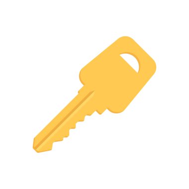 Kapı veya asma kilit anahtarı, vektör illüstrasyonu beyaz arkaplanda izole edildi.