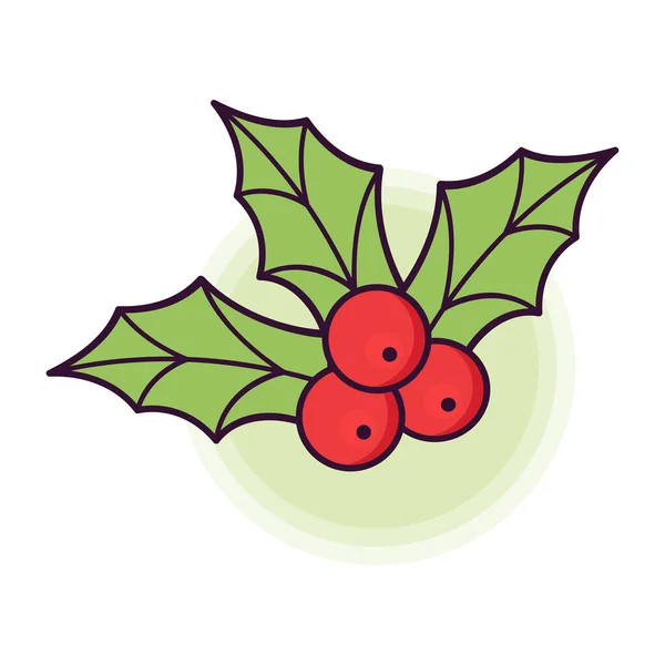 Holly Berry Ikon Karácsonyi Szimbólum Szentjánoskenyérbogyó Zöld Levelekkel Vektorillusztráció — Stock Vector