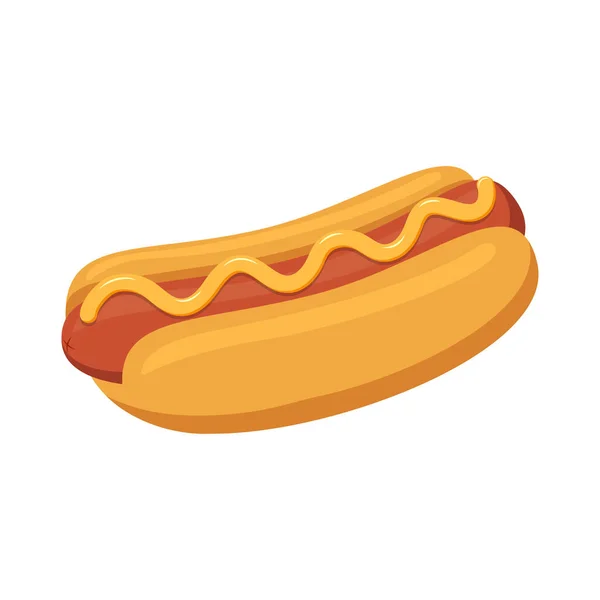 Vektorová Ilustrace Hotdog Hořčicí Izolované Bílém Pozadí Vektorové Ilustrace Klobása — Stockový vektor
