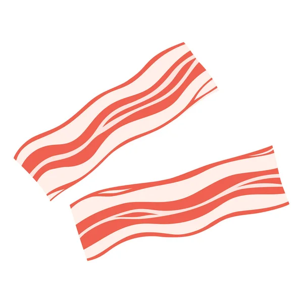 Två Skivor Bacon Isolerad Vit Bakgrund Välsmakande Frukost Måltid Ingrediens — Stock vektor