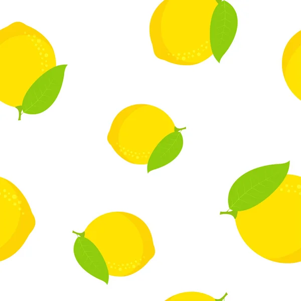 Бесшовный Узор Желтыми Лимонными Фруктами Листьями Летний Дизайн Иллюстрация Мультфильмов — стоковый вектор