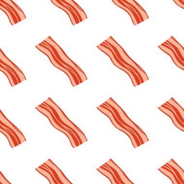 vector seamless pattern of bacon strips, bacon background, cartoon style, simple drawing illustration clipart