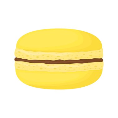 Beyaz arka planda izole edilmiş badem kurabiyesi, vektör çizimi, krema, geleneksel Fransız bisküvisi, şekerleme, düz çizgi film tarzı.